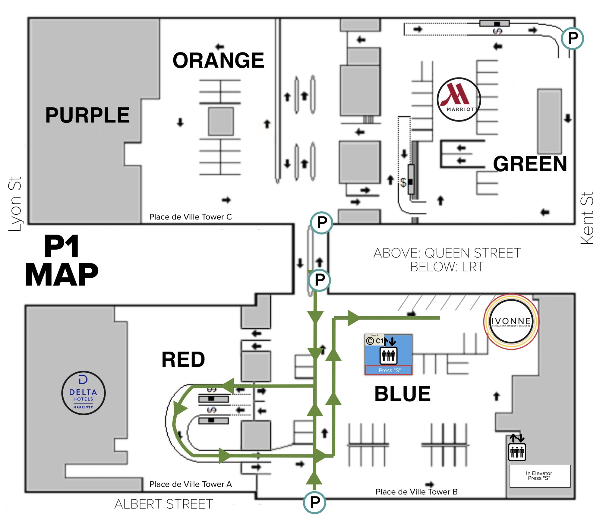 Parking Garage Map P1 Albert Entrance