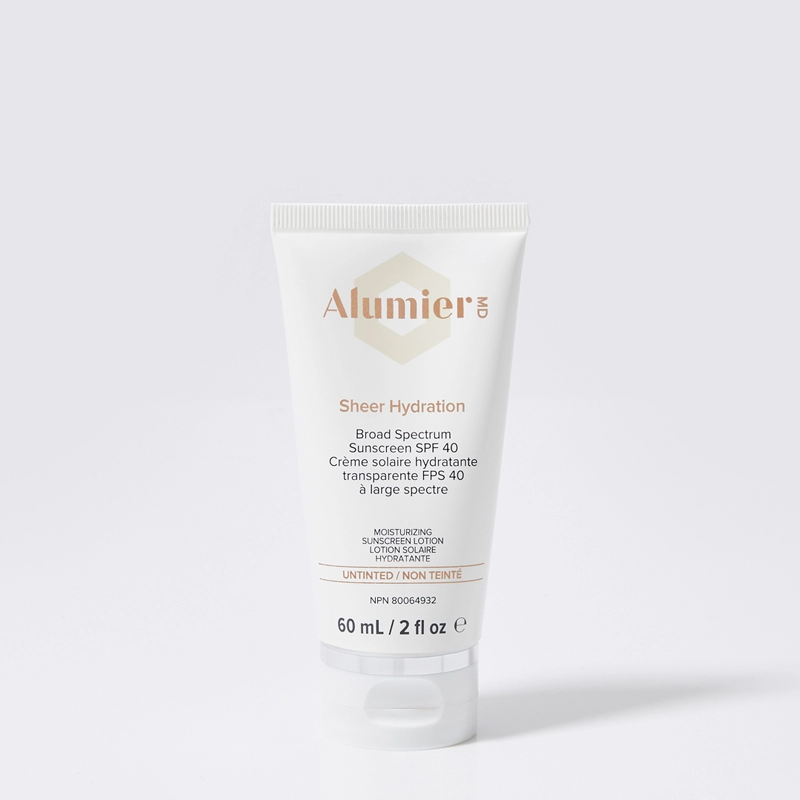 Squeeze Tube of AlumierMD Sheer Hydration Broad Spectrum Untinted SPF 60mL at IVONNE