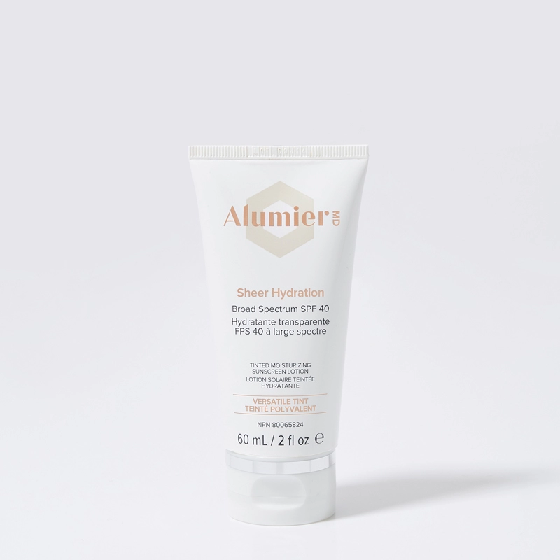 Squeeze Tube of AlumierMD Sheer Hydration Broad Spectrum Versatile Tint SPF 60mL IVONNE